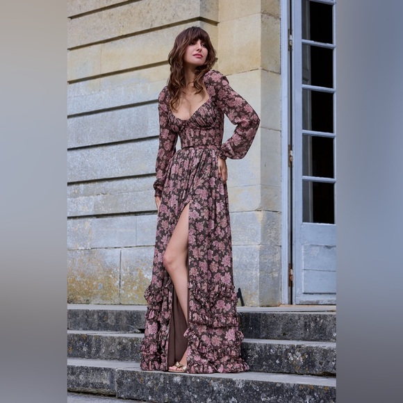 NWT V Chapman The Carmella Dress in Chocolate Peony Print Anthropologie - Picture 5 of 15